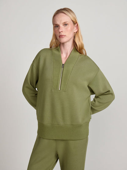 Varley Sally Half Zip Sweat in Loden Green