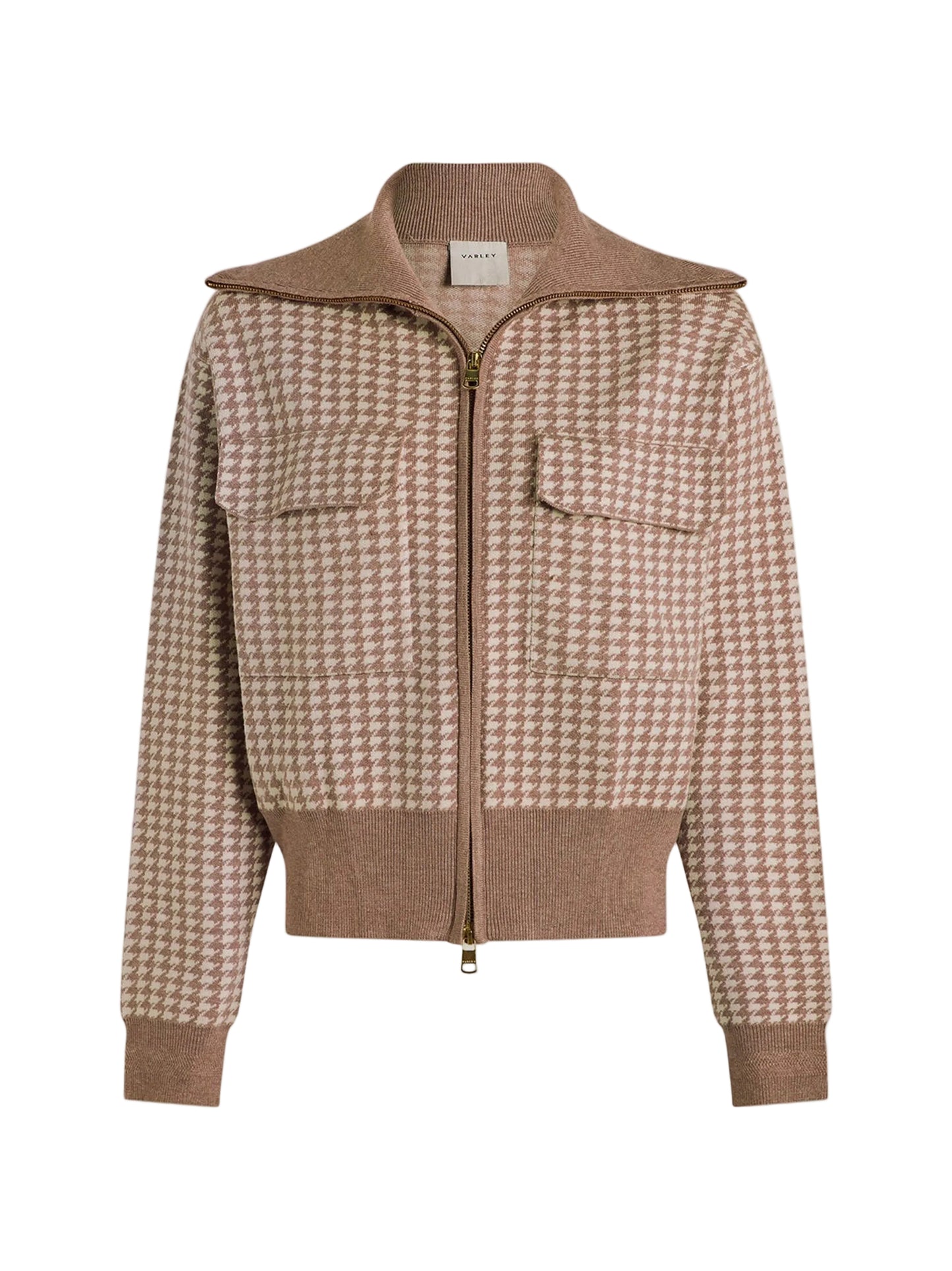 Varley Ablett Jacquard Knit Jacket in Taupe
