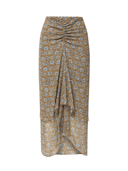Veronica Beard Limani Floral Midi Skirt in Acorn Multi
