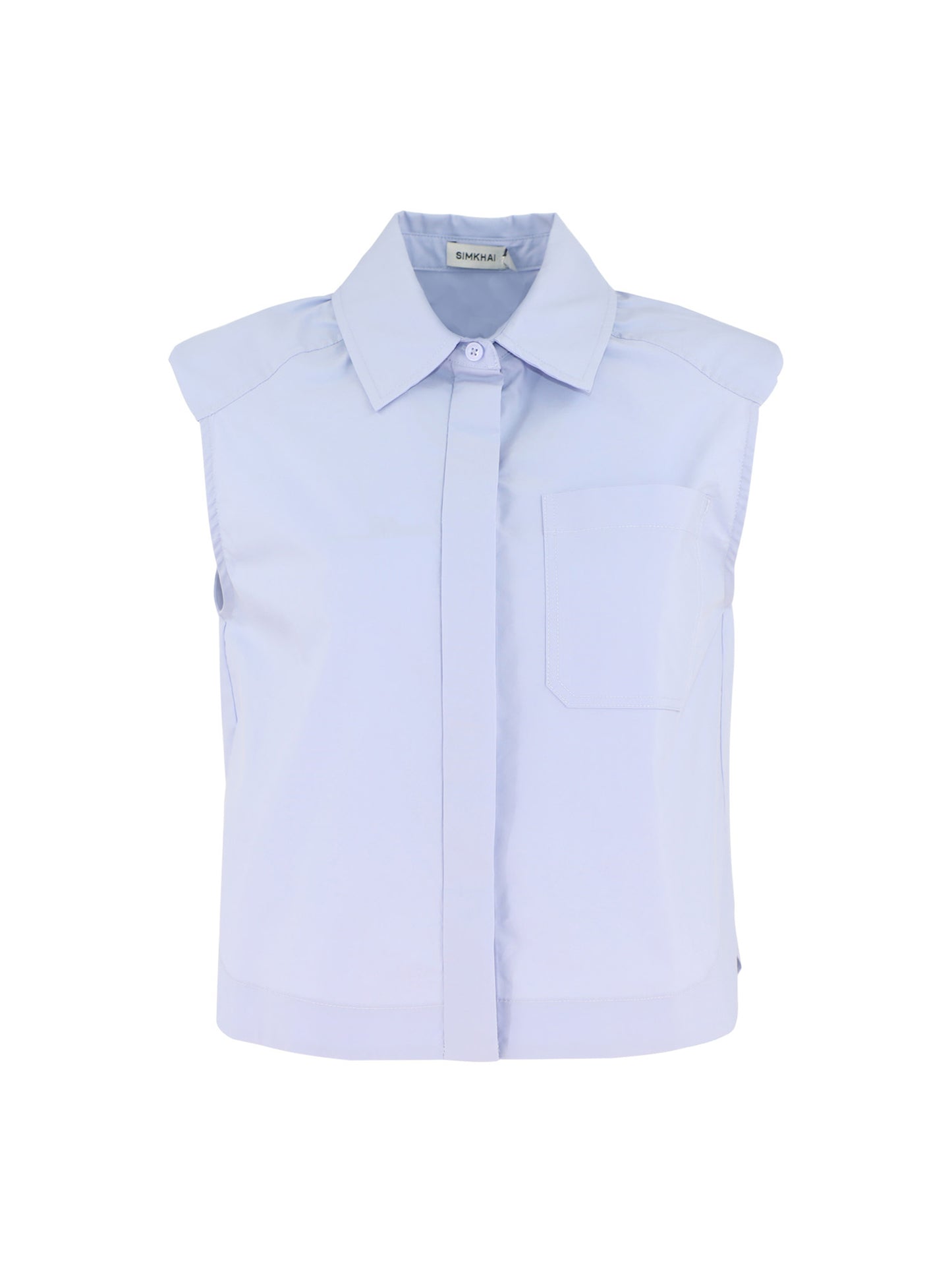 Simkhai Winslow Cotton Cropped Shirt in French Blue