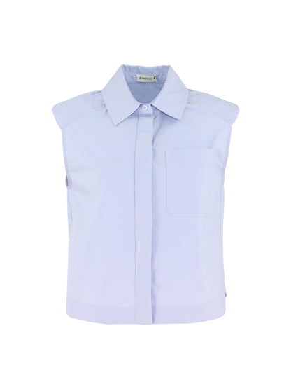 Simkhai Winslow Cotton Cropped Shirt in French Blue