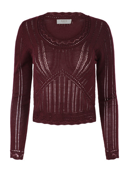 Sea Paxton Knit Long Sleeve Top in Burgundy