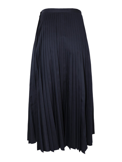 Fabiana Filippi Pleated Muslin Skirt in Blue Notte