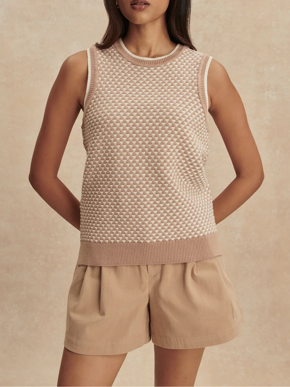 Varley Jenson Stitch Knit Tank in Light Taupe