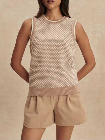 Varley Jenson Stitch Knit Tank in Light Taupe