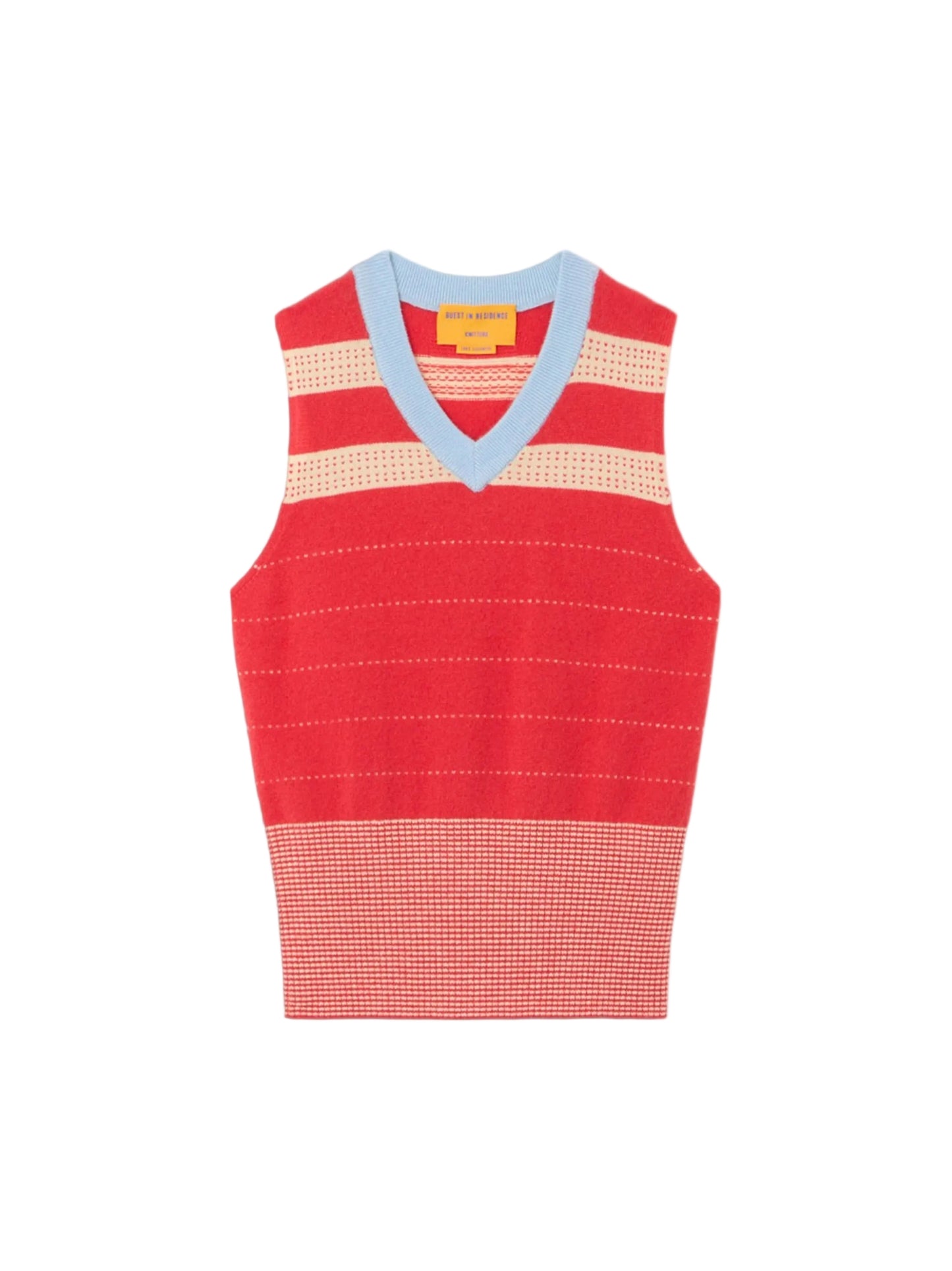 Guest in Residence Collegiate Stripe Vest in Scarlet Combo