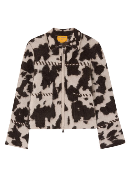 Guest in Residence Grizzly Cowhide Jacket in Oatmeal/Burnt Cocoa