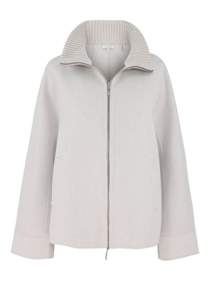 Kinross Short Knit Trim Zip Mock Coat (More Colors)