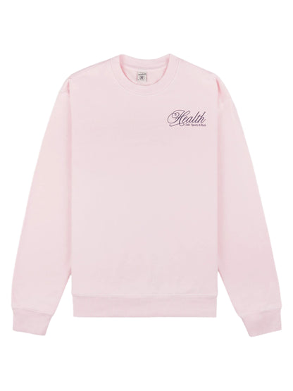 Sporty & Rich Health Script Crewneck in Pink Dolphin