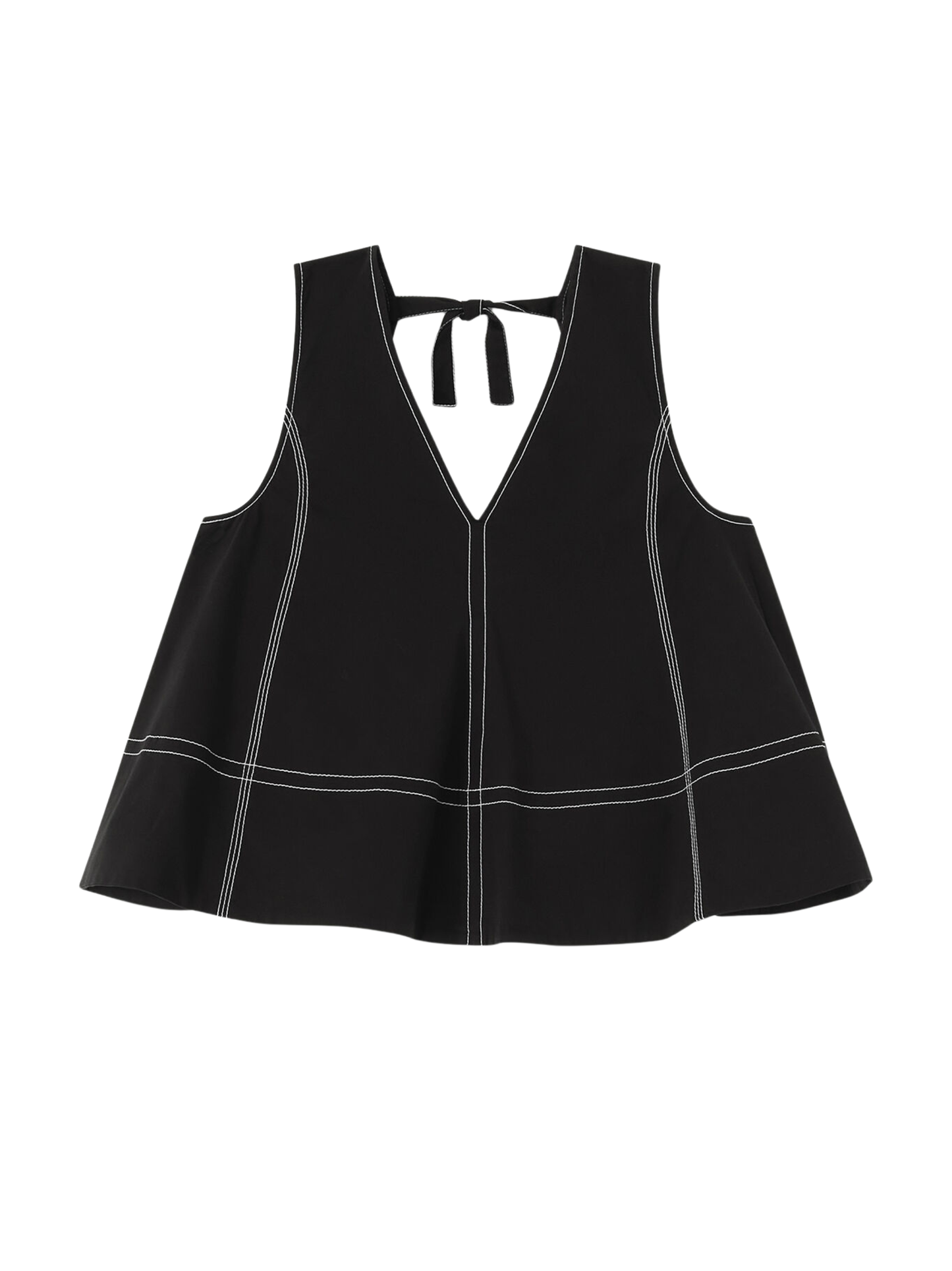 Ganni Stretch Cotton A-Line Top in Black