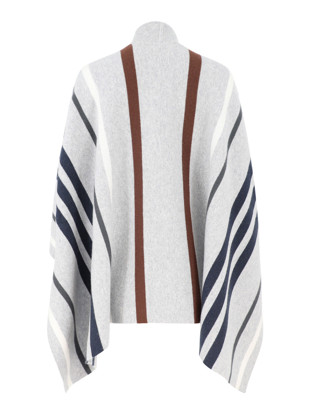 TWP Striped Wrap Poncho in Gray/Navy Multi