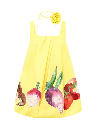 Leo Lin Suki Puff Mini Dress in Harvest Print
