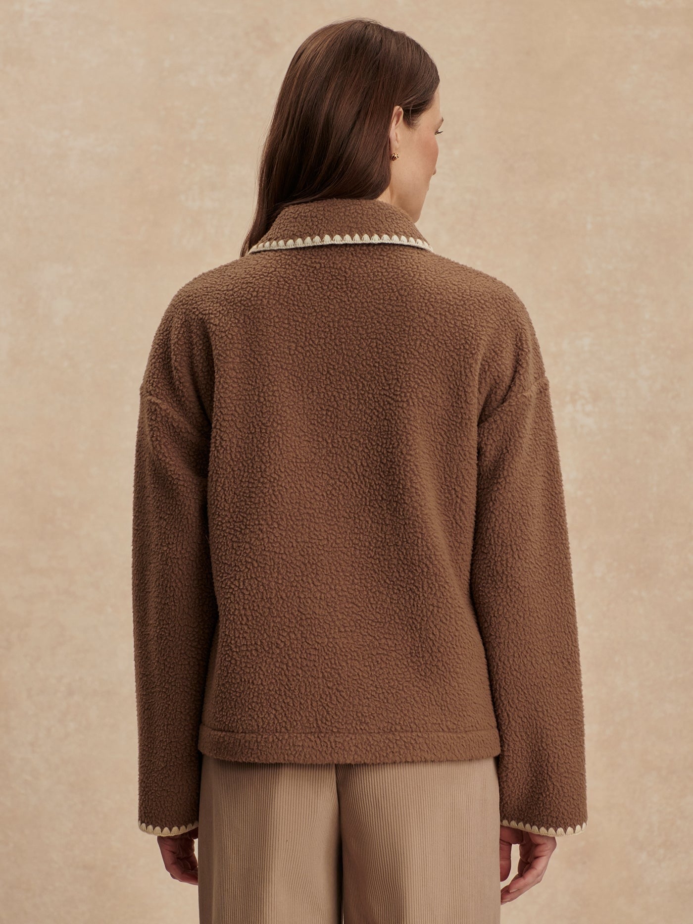 Varley Ruiko Zip Through Fleece in Cocoa Dust