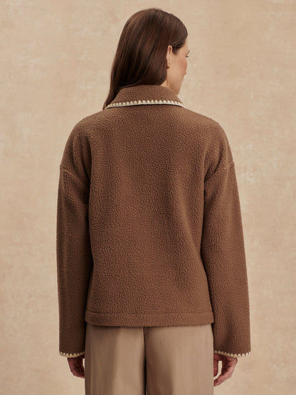 Varley Ruiko Zip Through Fleece in Cocoa Dust