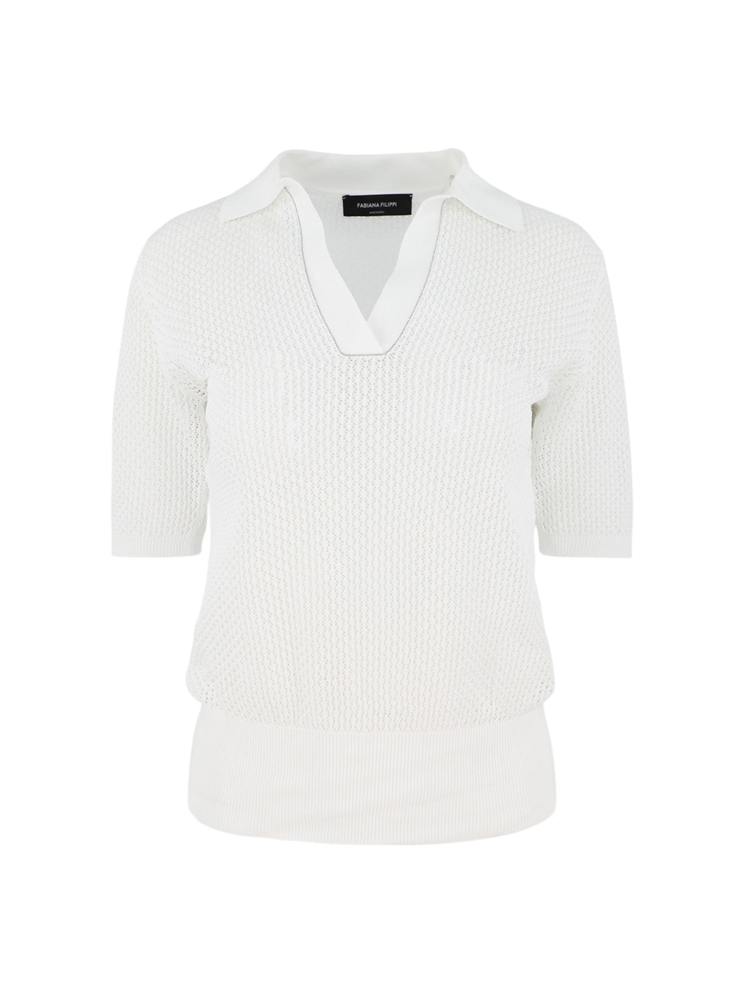 Fabiana Filippi Knit Polo in Bianco Ottico