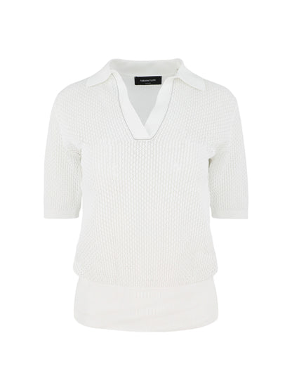 Fabiana Filippi Knit Polo in Bianco Ottico