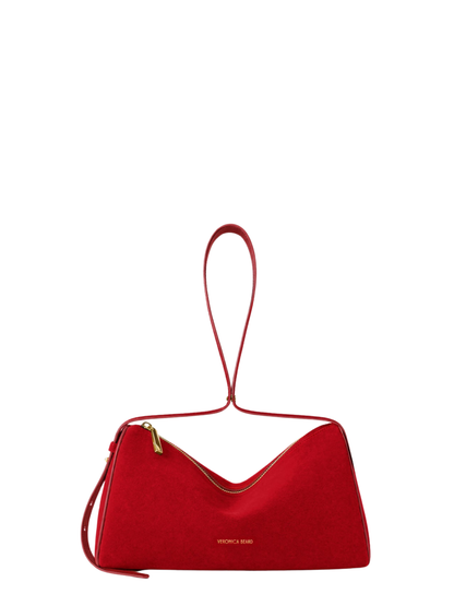 Veronica Beard Suede Prism Bag in Crimson