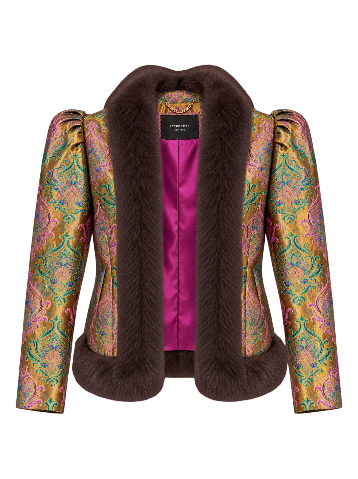 Retrofête Delphira Brocade Jacket in Met Ochre Damask