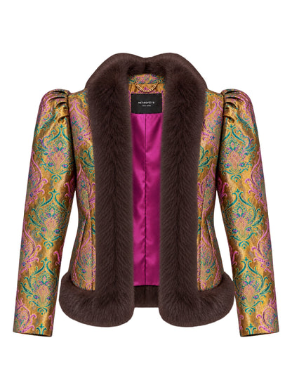 Retrofête Delphira Brocade Jacket in Met Ochre Damask
