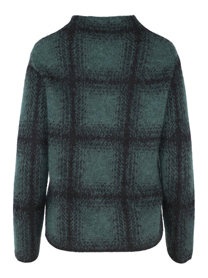 Vince Shadow Plaid Funnel Neck in Juniper Combo