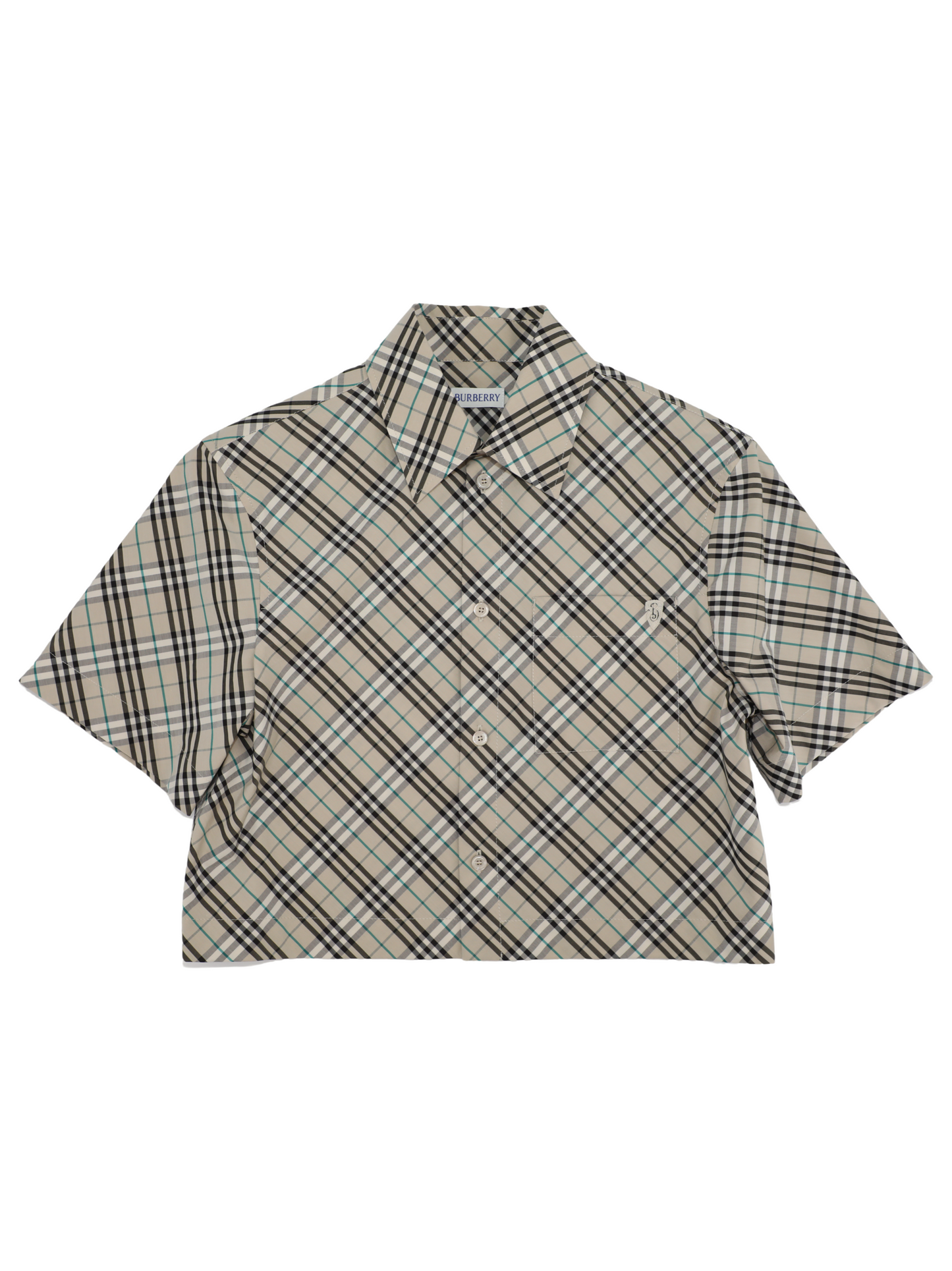 Burberry Cropped Check Cotton Shirt in Husk