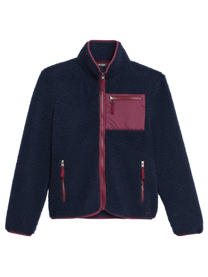 Splits59 Harris Sherpa Jacket in Indigo/Dark Cherry
