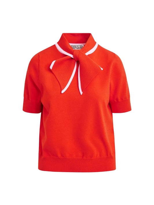 Essentiel Antwerp Jonda Contrast Colour Polo in Orange Brulee