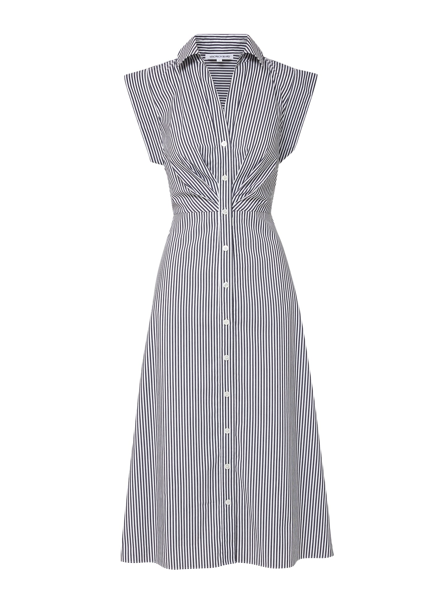 Veronica Beard Haydon Striped Midi Shirtdress in Navy/White