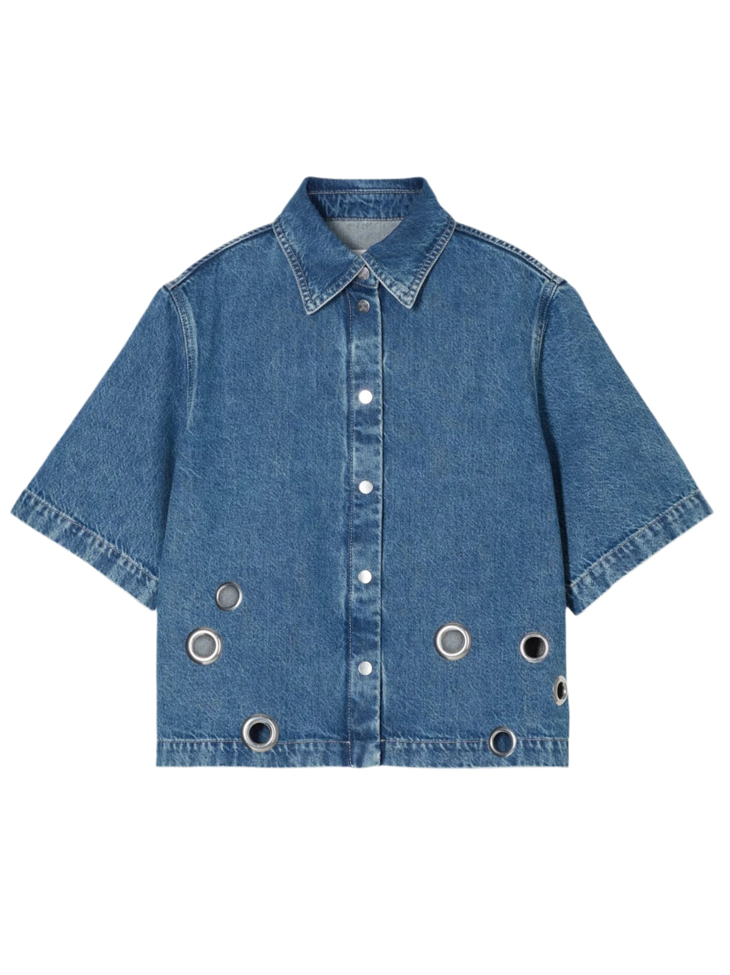 CLOSED Short Sleeve Denim Shirt in Mid Blue