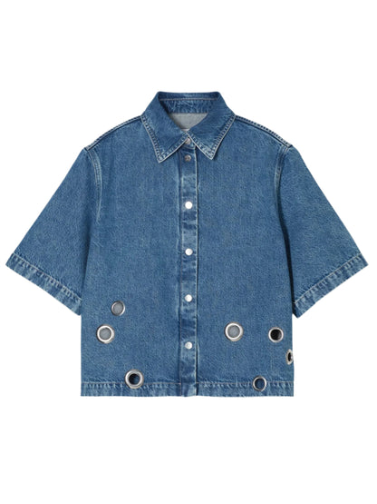 CLOSED Short Sleeve Denim Shirt in Mid Blue