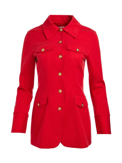 Alice + Olivia Dorothie Button Front Jacket in Bright Ruby