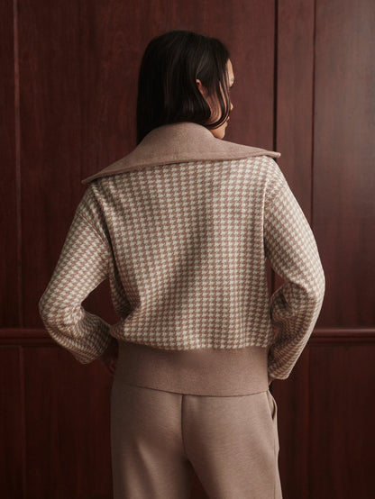 Varley Ablett Jacquard Knit Jacket in Taupe