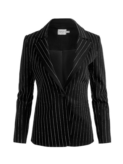 Alice + Olivia Macey Embellished Notch Collar Fitted Denim Blazer (More Colors)