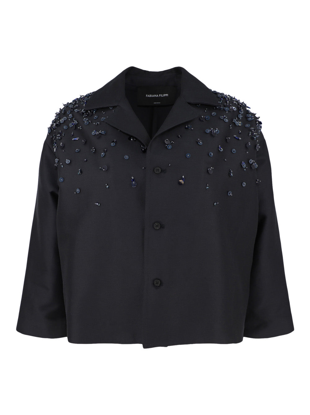 Fabiana Filippi Cotton and Silk Mikado Jacket in Blu Notte
