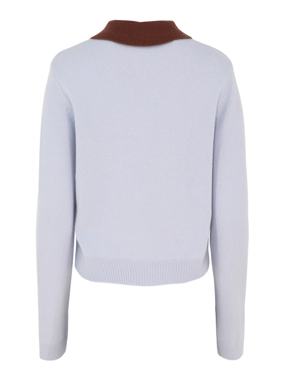 Self-Portrait Blue Contrast Collar Knit Top