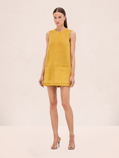 Alexis Dakota Suede Shift Dress in Citrine