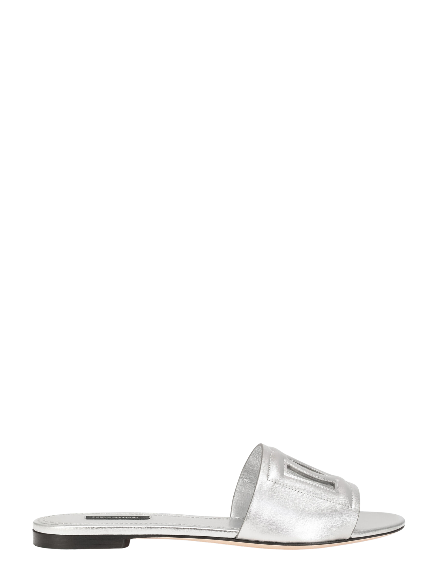 Dolce & Gabbana Nappa Mordore Slides with DG Millennials Logo in Silver