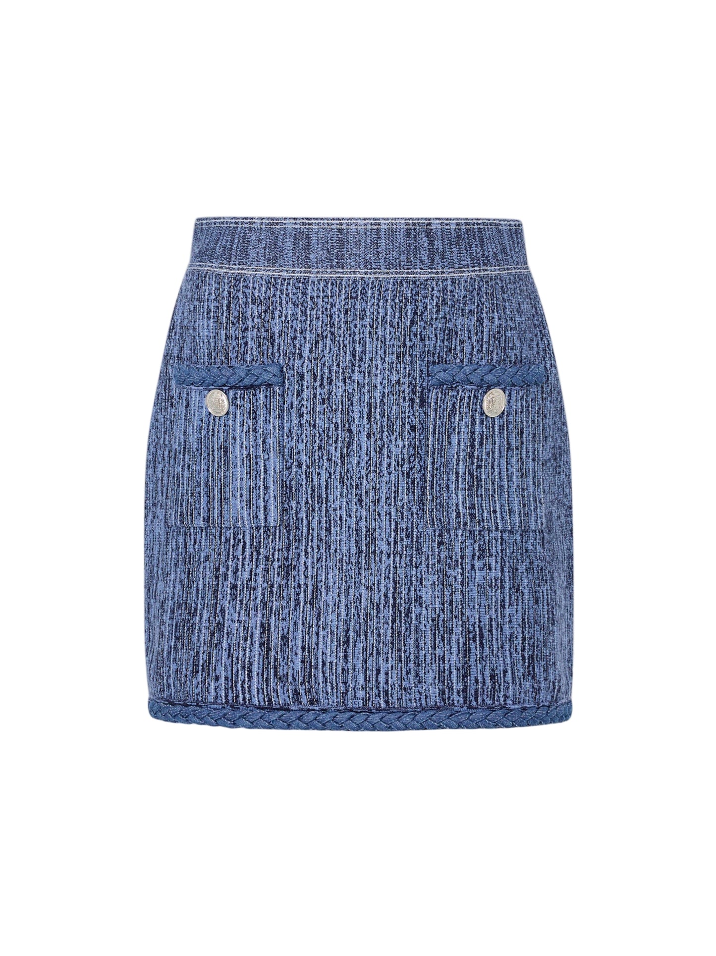 Milly Soleil Pinstripe Knit Skirt (Blue Multi)
