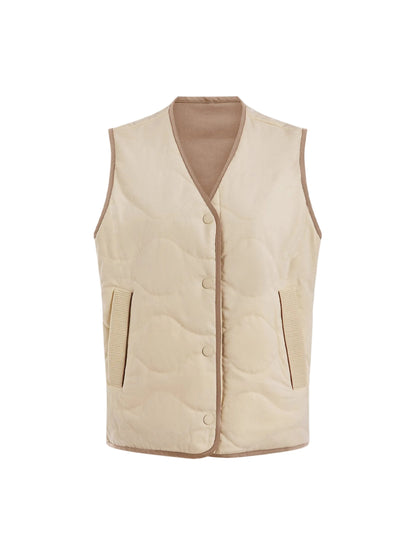 Varley Lori Reversible Gilet in Ash Taupe/Birch