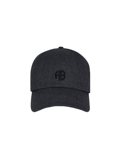 Anine Bing Jeremy Baseball Cap AB in Dark Heather Grey Wool