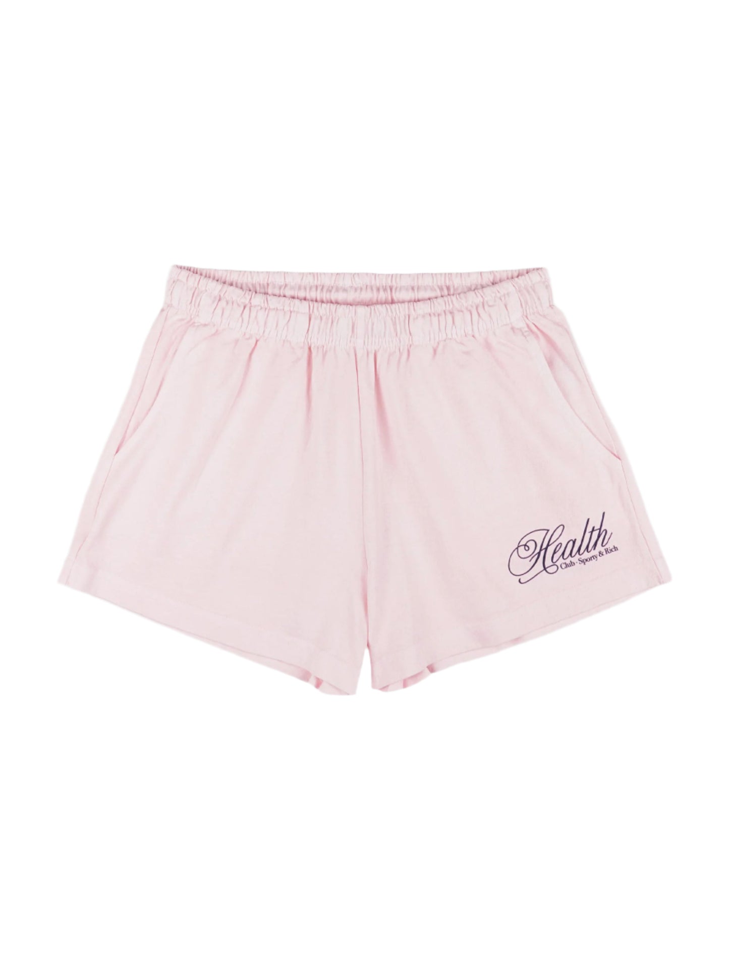 Sporty & Rich Health Script Disco Short in Pink Dolphin