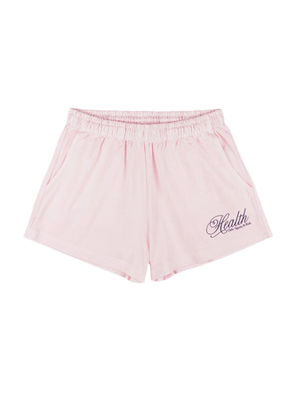 Sporty & Rich Health Script Disco Short in Pink Dolphin