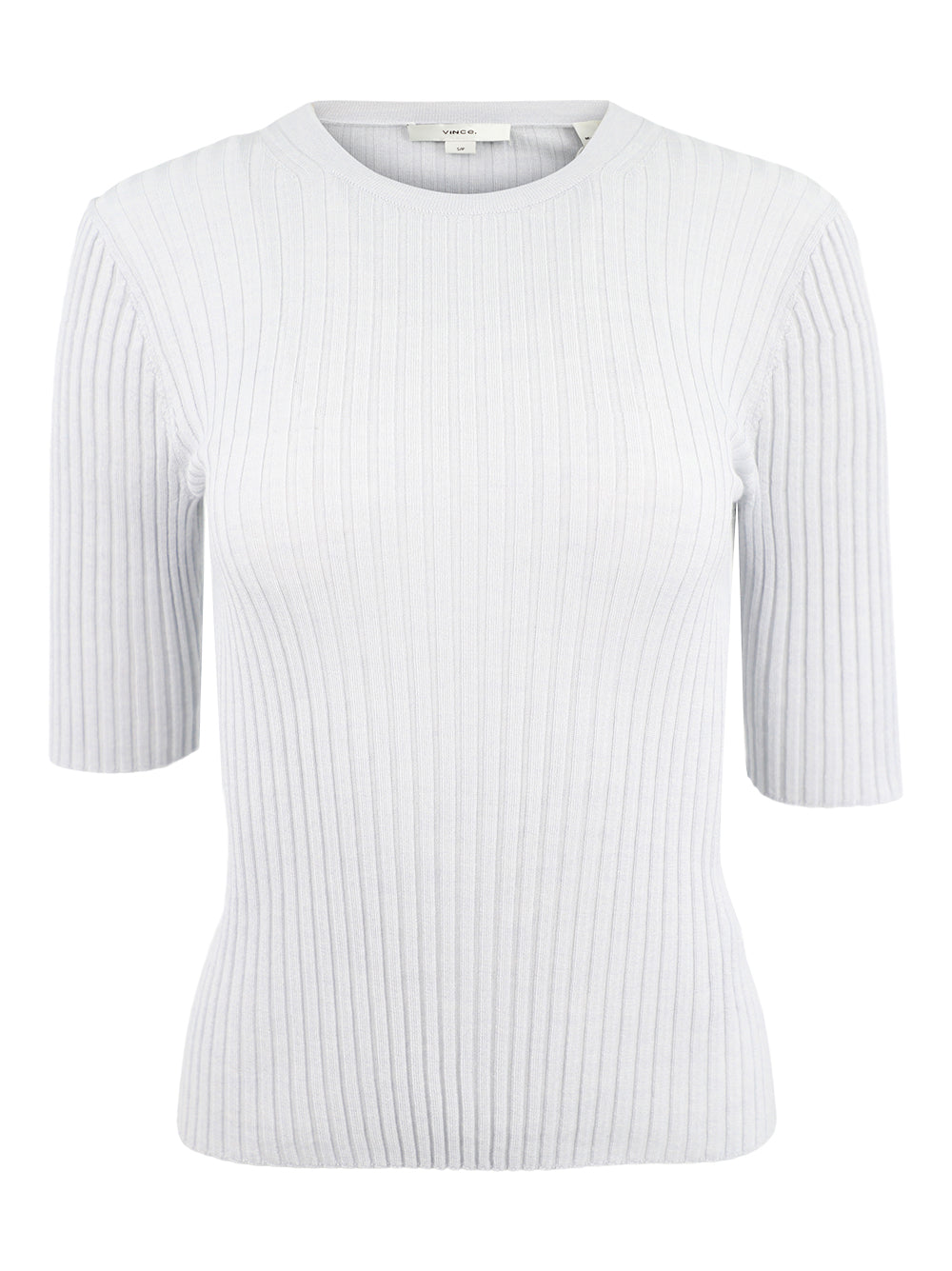 Vince Snap Elbow Sleeve Crew in Off White/Salt Glass