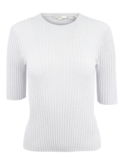 Vince Snap Elbow Sleeve Crew in Off White/Salt Glass