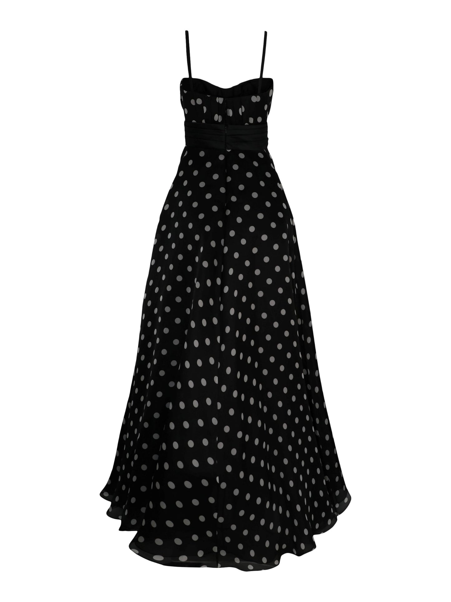 Pamella Roland Polka Dot Printed Organza Gown in Black/White