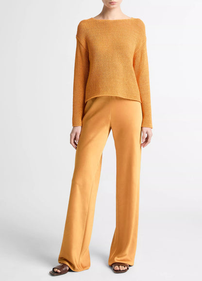 Vince Colette High-Rise Crushed Satin Bias Pant in Clementine