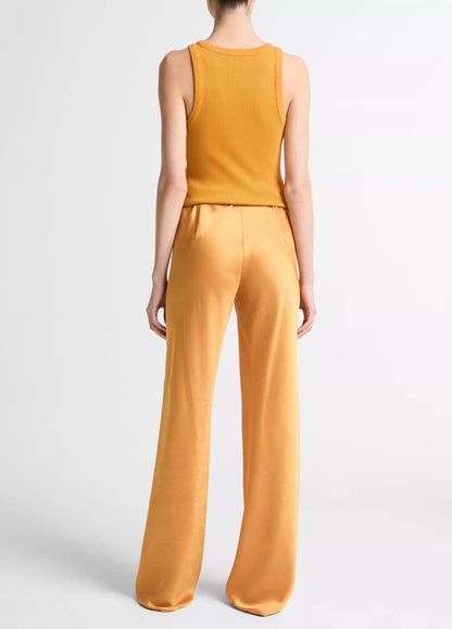 Vince Colette High-Rise Crushed Satin Bias Pant in Clementine