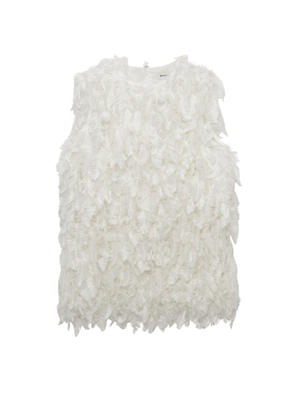 Simkhai Fei Feathery Satin Top in Ivory