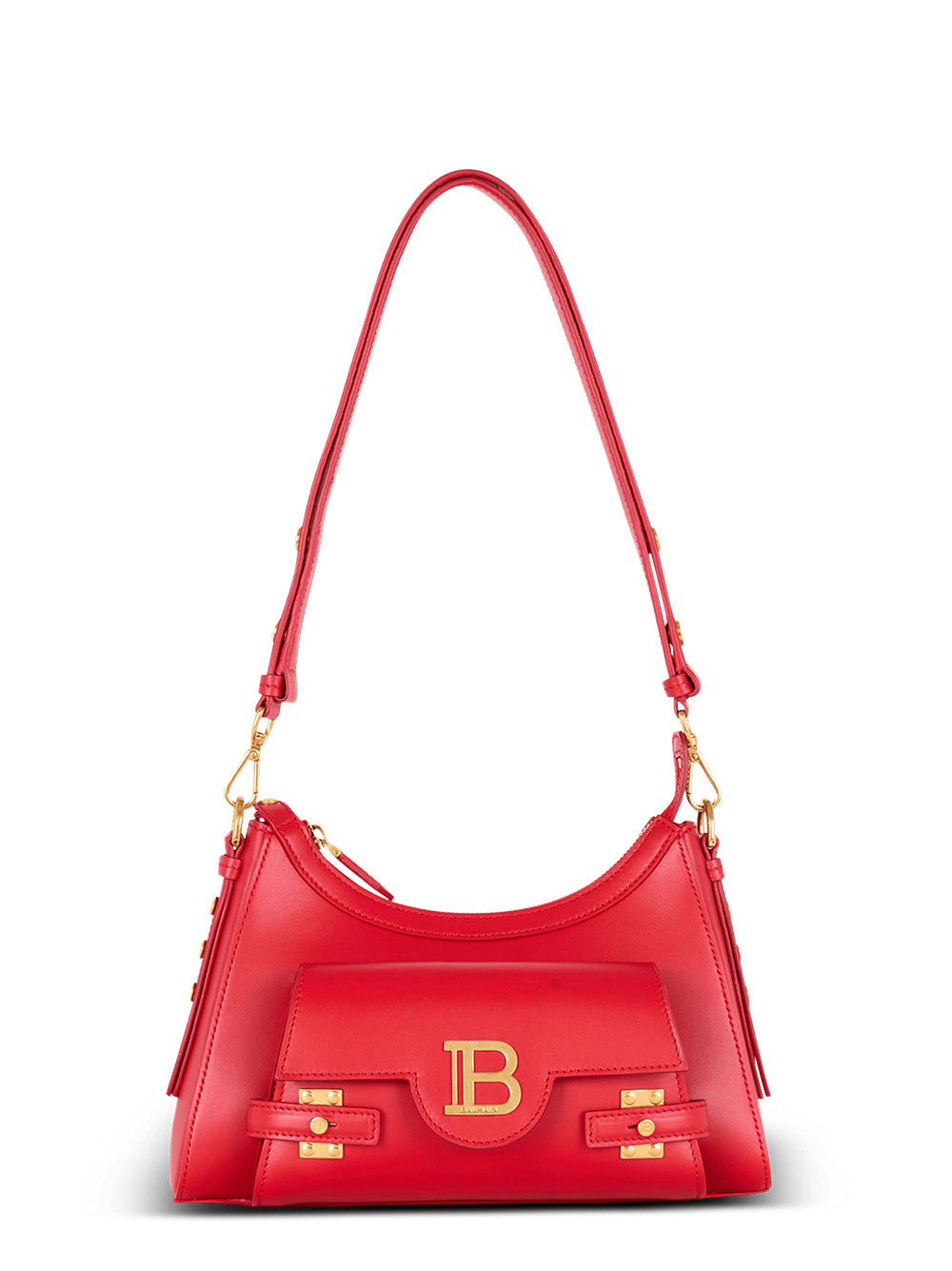 Balmain B-Buzz Hobo-Calfskin Hobo Bag in Rouge