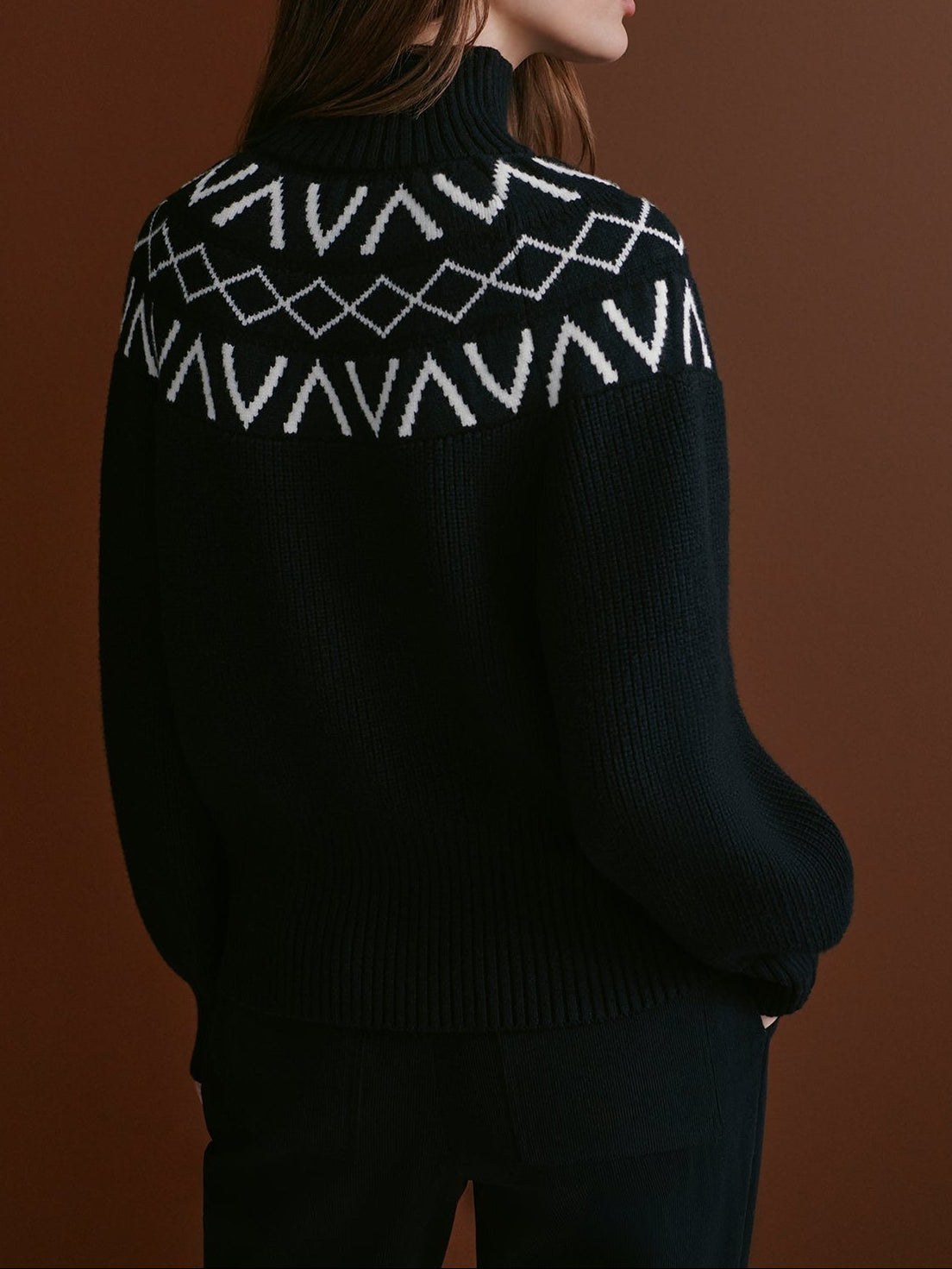 Varley Marcie Fairisle Yoke Knit in Black